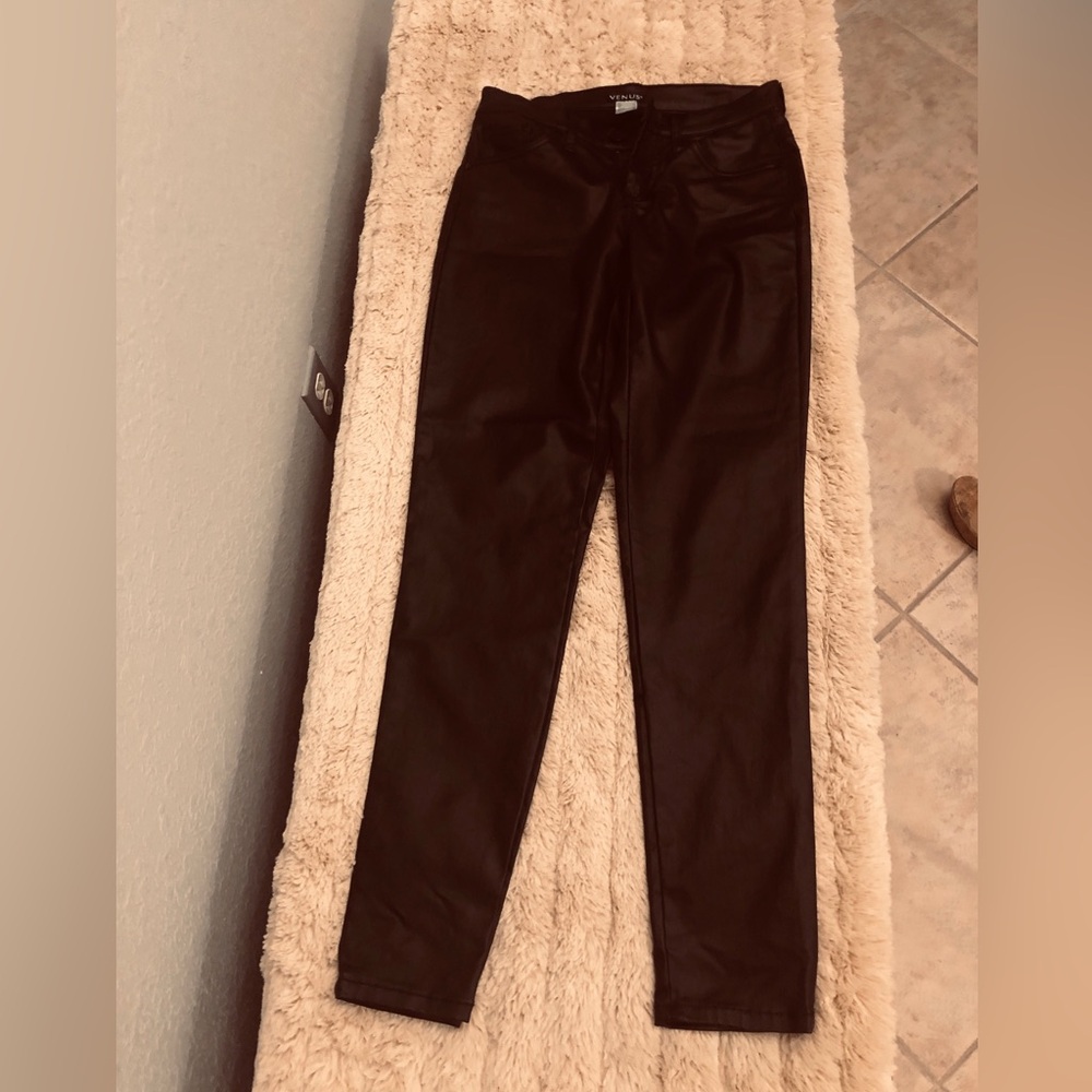 Faux leather jeans